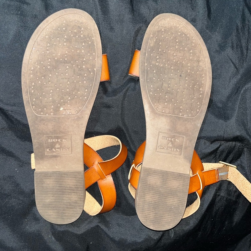 Rock & Candy Tan Leather Sandals - Picture 3 of 3